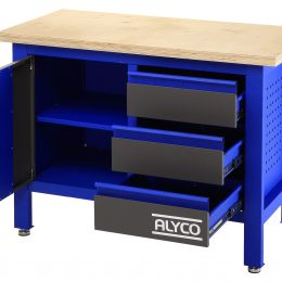 Mesa de trabajo de 3 cajones y 1 portón Alyco